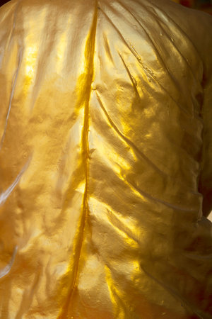 Behind the golden Buddha image in a Thai templeの写真素材