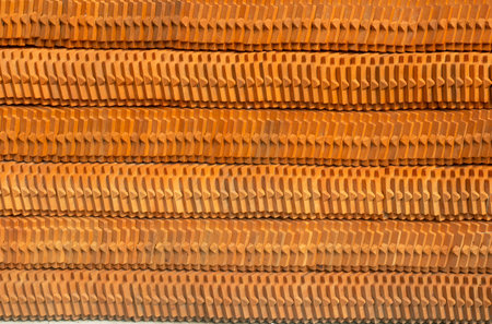 Side background of a vintage clay roof tile.の写真素材