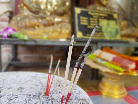 incense in thai templeの写真素材