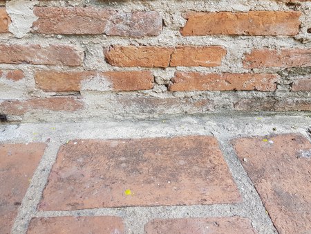 old brick wall in thai templeの写真素材