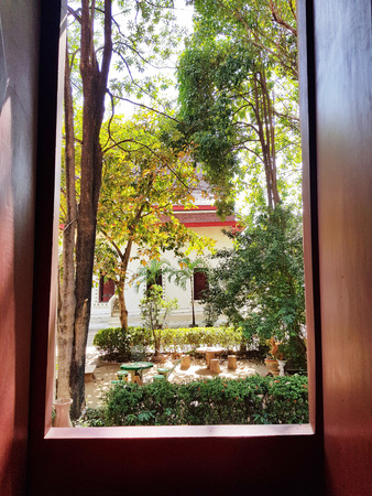 door of thai temple at ayutthayaの写真素材