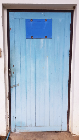 close old wood blue doorの写真素材