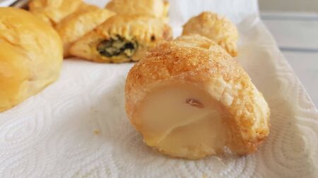 delicious baked bread in bakery shopの写真素材