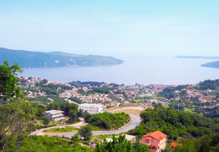 Landscape of the city of Herceg Novi and the Bay of Kotor in Montenegro.の写真素材