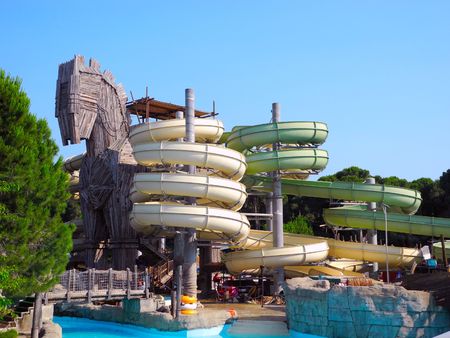 Belek, Turkey - June 13, 2012: Slides an aquapark, stylized as a Trojan horse.

.のeditorial素材