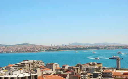 Bosphorus and the cityscape of Istanbul, Turkey.の写真素材