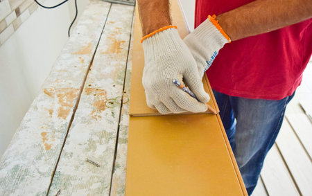 Prepare the laminate panel for cutting with an electric jigsaw.