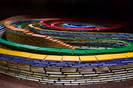 The beautiful spiral composed of books symbolizing learning.の写真素材