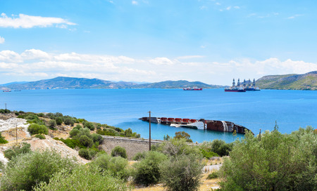 Sunken cruise liner "Mediterranean Sky" in Eleusus bay near Athens, Greece.
の写真素材