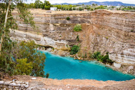 Unusual landscape of the Corinthian canal. Greece.の写真素材