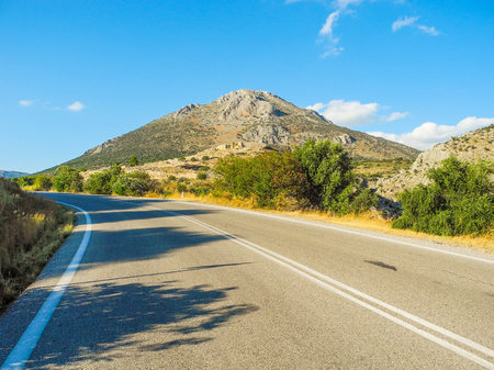 Landscape of Mycenae acropolis at the foot of the mountain, Greece.の写真素材