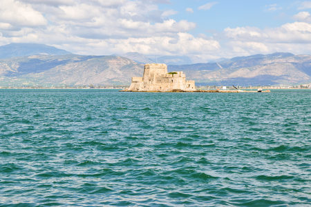 Old Venetian fortress on the island of Bourtzi, Nafplion, Greece.のeditorial素材