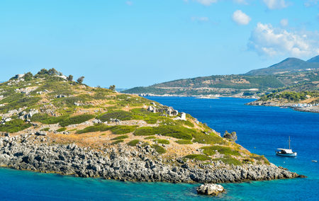 Vardiola St. Nicholas island landscape, Zakynthos, Greece.のeditorial素材