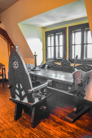 Bran, Romania - August 4, 2017: The interior of the castle Bran. Transylvania.のeditorial素材