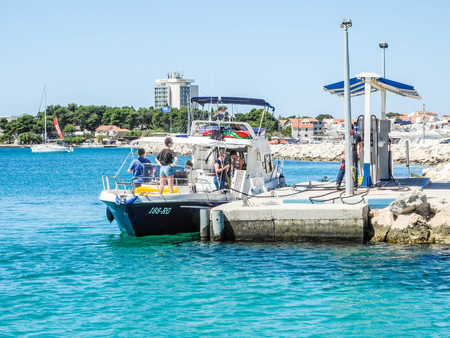 Vodice, Croatia - July 8, 2018: Refueling for yachts.のeditorial素材