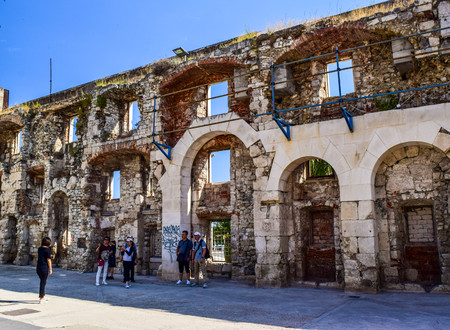 Split, Croatia - July 10, 2018: Tourists near Diocletian's Palace.のeditorial素材