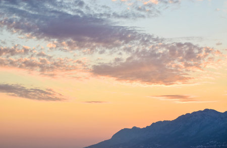 Wonderful sunset on the Punta Rata Beach, Brela, Croatia.