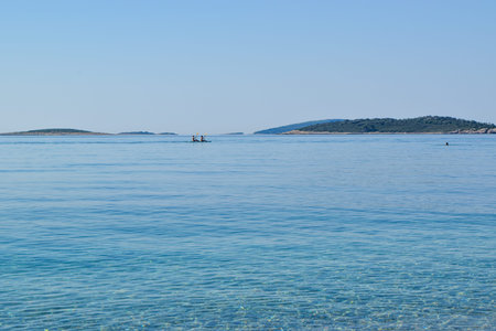Sap surfing on the Adriatic sea.Croatia.の写真素材