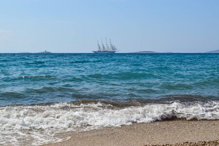 Seascape of magnificent sailing ship, Croatia.の写真素材