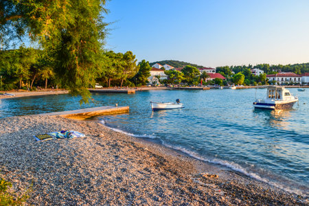 Loviste beach, Peljesac peninsula, Croatia.の写真素材