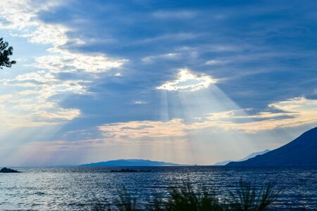 Crepuscular rays as seen from Zuljana beach, Croatia.

の写真素材