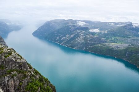 Lysefjord view from Prekestolen or Pulpit Rock. Norway.の写真素材