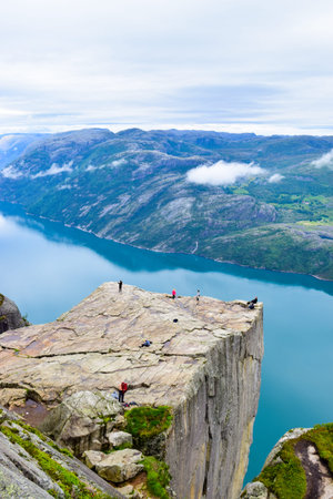 Prekestolen or Pulpit Rock and Lysefjord Landscape. Norway.の写真素材