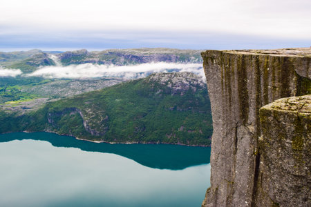 Prekestolen or Pulpit Rock without people. Norway.