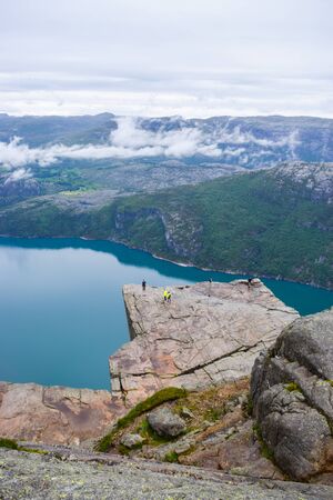 Prekestolen or Pulpit Rock and Lysefjord Landscape. Norway.の写真素材