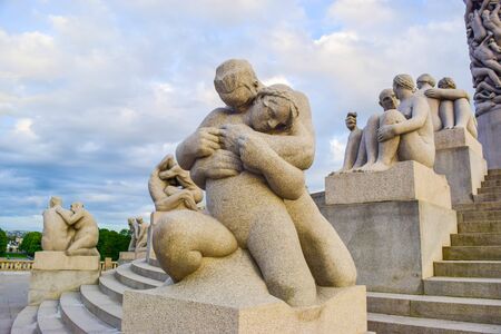 Oslo, Norway - June 16, 2019: The sculptures, created by Gustav Vigeland in Frogner park.のeditorial素材