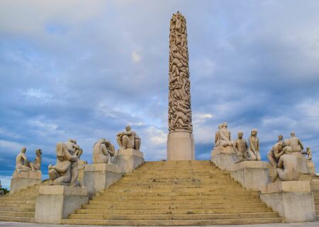Oslo, Norway - June 16, 2019: The central composition "Monolith", created by Gustav Vigeland in Frogner park.のeditorial素材