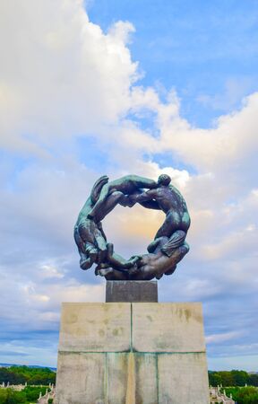 Oslo, Norway - June 16, 2019: Sculptural composition - a ring of bodies, created by Gustav Vigeland in Frogner park.のeditorial素材