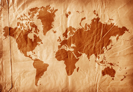 Vintage world map,2D digital art