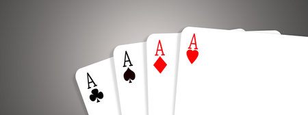 Four aces on color background,2D illustration 