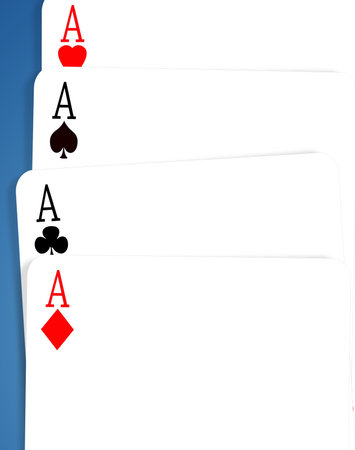 Four aces on color background,2D illustration 