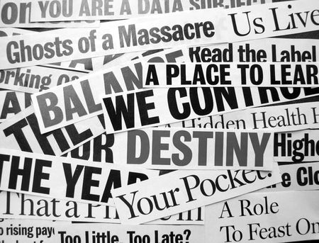 Close up of new paper headlinesの写真素材