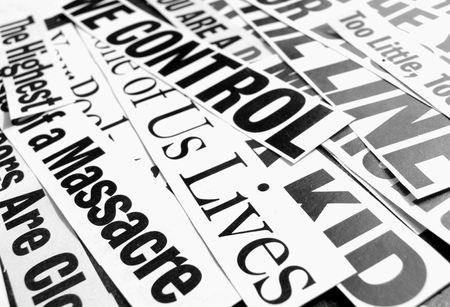 Close up of new paper headlinesの写真素材