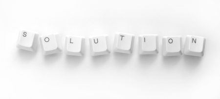 Computer keys with solution wordの写真素材