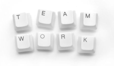Computer keys with teamwork wordの写真素材