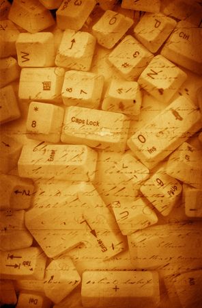 Computer keys with old paper backgroundの写真素材