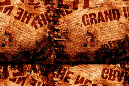 News paper text with old paperの写真素材