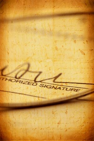 Close up of Signature with documentの写真素材