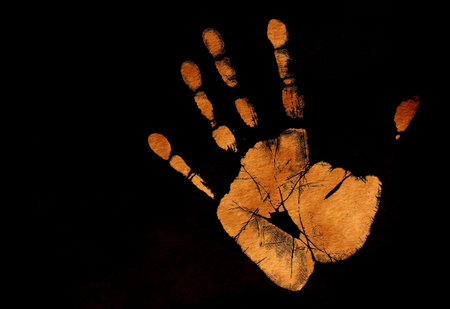 Printout of human hand with unique detailの写真素材