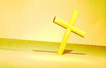 Holy cross with old yellow paperの写真素材