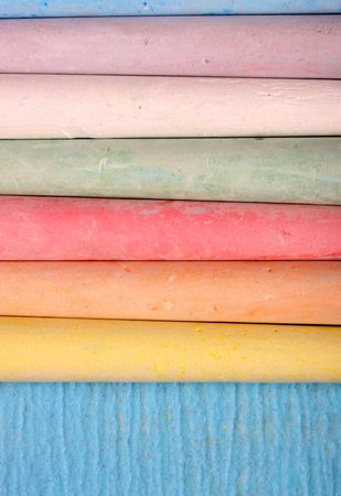 Close up of multicolored chalk の写真素材