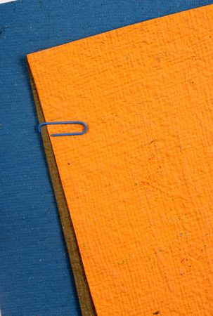 Color paper clips with handmade paperの写真素材