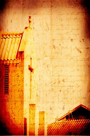 Holy cross with old yellow paperの写真素材