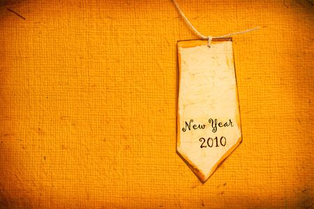  Close up of paper tag with 2010 の写真素材