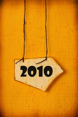  Close up of paper tag with 2010の写真素材