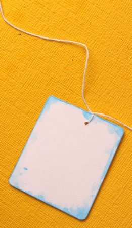Close up of handmade paper tag for backgroundの写真素材